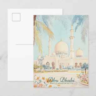 Abu Dhabi VAE Gouache-Malerei-Illustration Reise Postkarte