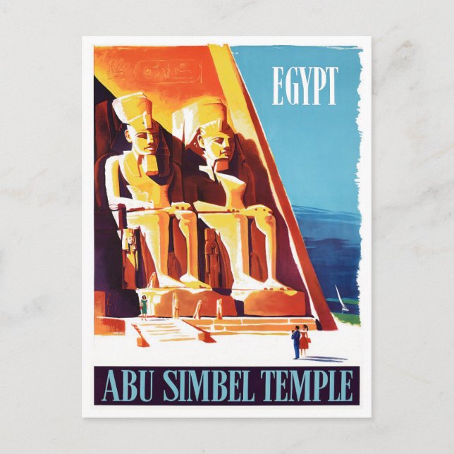 Abu Simbel Egypt Vintage Postkarte (Vorderseite)