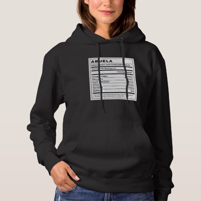 Abuela Nutritional Facts Spanish Grandmother Hoodie (Vorderseite)