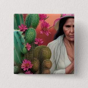 Abuela Surreal Florale Digitalkunst Button