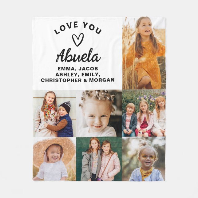 Abuela We Liebe you Hört Moderne FotoCollage Fleecedecke (Vorderseite)