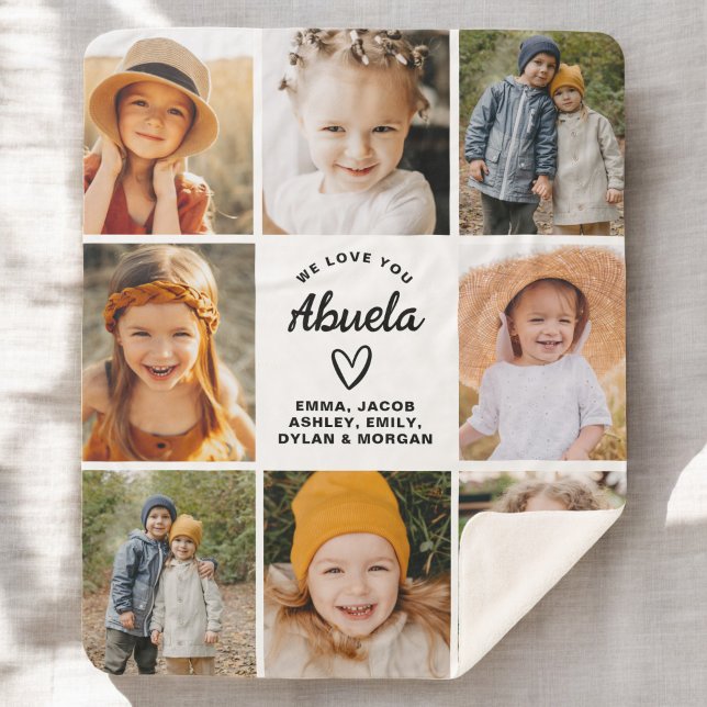 Abuela We Liebe you Hört Moderne FotoCollage Sherpadecke (Von Creator hochgeladen)