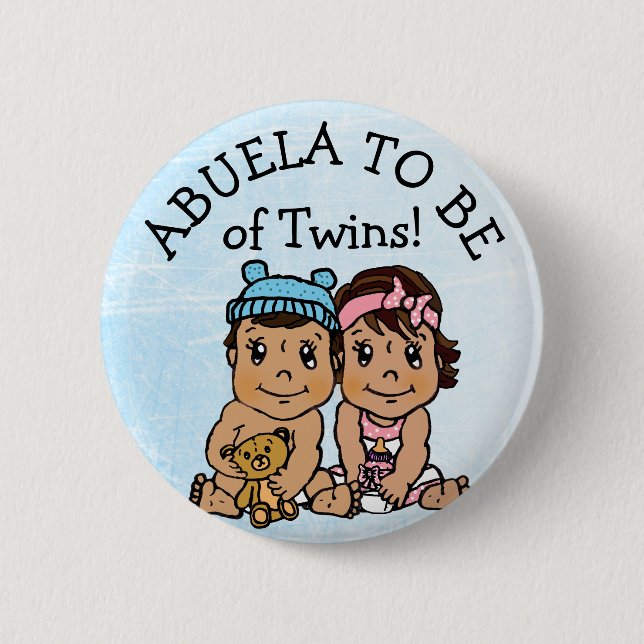 Abuela wird von Twins, Hispanic Baby Dusche Button (Vorderseite)
