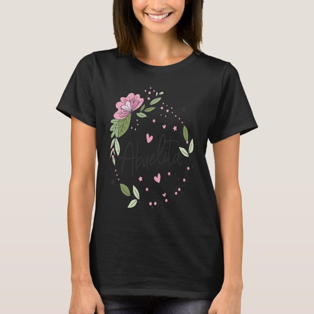 Abuelita Spanish Grandmother Floral Heart Key wrea T-Shirt (Vorderseite)