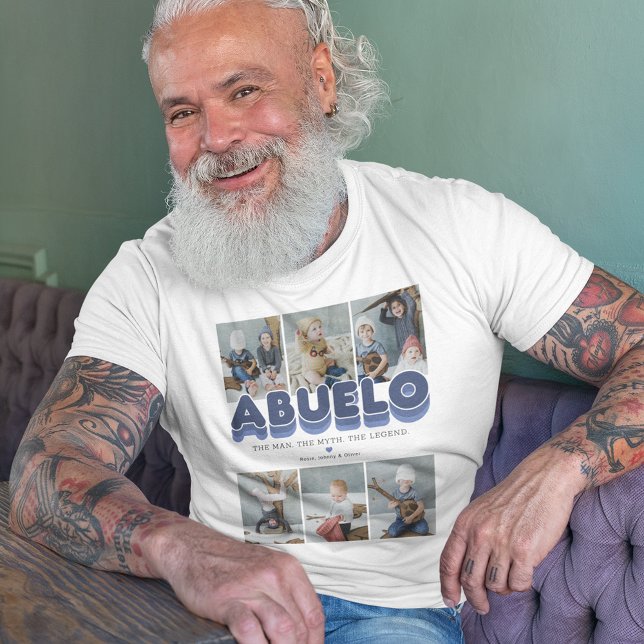 Abuelo Man Myth Legend 6 Foto Collage T - Shirt (Von Creator hochgeladen)