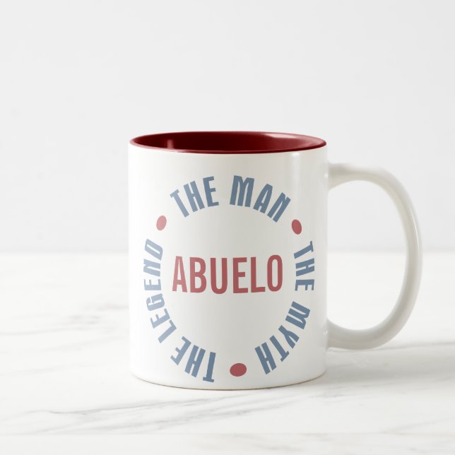 Abuelo Man Myth Legend anpassbar Zweifarbige Tasse (Rechts)