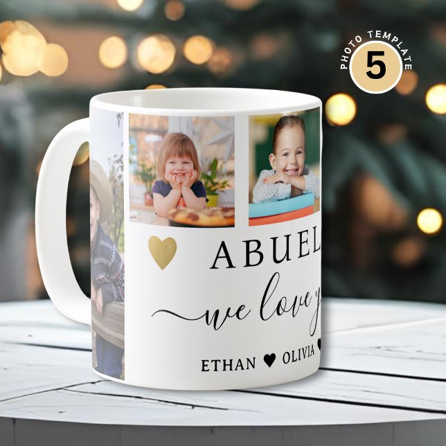 Abuelo We Love You Grandkids 5 Photo Collage Kaffeetasse (Von Creator hochgeladen)