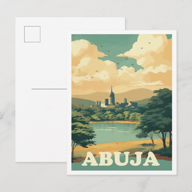 Abuja Nigeria Art Vintage Reise Postkarte (Vorne/Hinten)