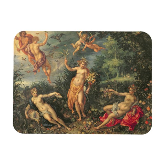 Abundance und die vier Elemente, c.1606 (Öl auf co Magnet (Horizontal)
