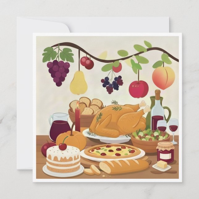 Abundant Feiertag: Herbstfeier Illustr Dankeskarte (Vorderseite)