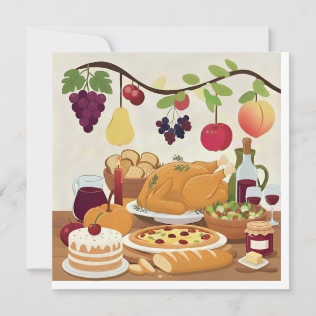 Abundant Feiertag: Herbstfeier Illustr Einladung (Vorderseite)
