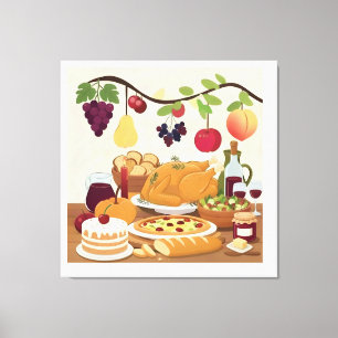 Abundant Feiertag: Herbstfeier Illustr Leinwanddruck