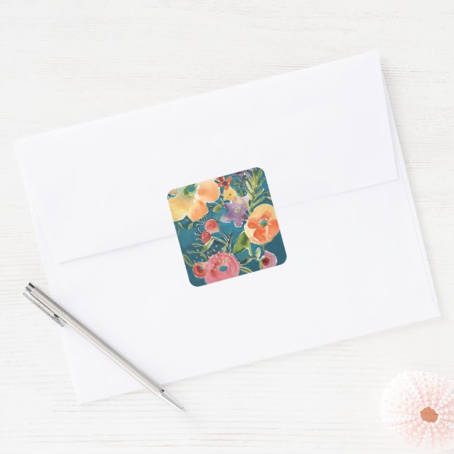 Abundant Florals I Quadratischer Aufkleber (Umschlag)
