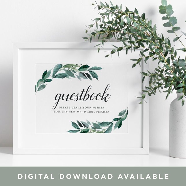 Abundant Foliage Wedding Guestbook Sign Poster (Von Creator hochgeladen)