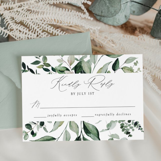 Abundant Greenery Wedding RSVP Karte (Von Creator hochgeladen)