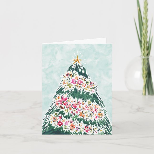 ABUNDANT TREM Blumenwein Weihnachtskarte Feiertagskarte (Vorderseite)