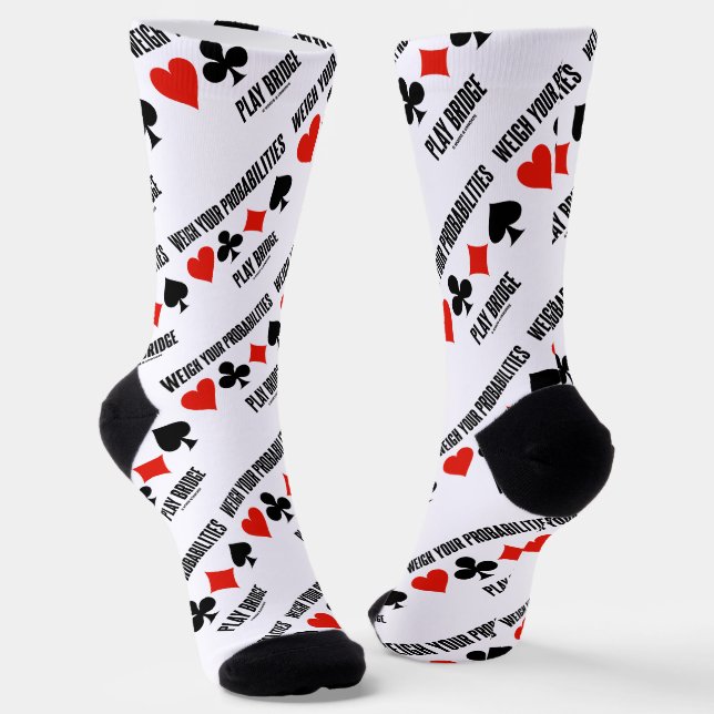 Abwägen Ihrer Chancen Play Bridge 4 Card Anzug Socken (Gewinkelt)