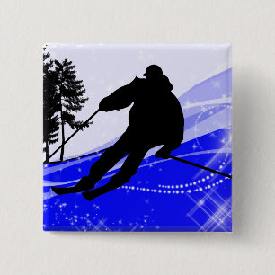 Abwärts auf der Ski-Steigung Button