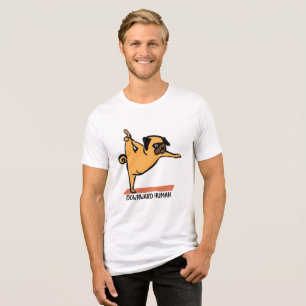 Abwärts Human-Yoga-Dog-Funny Tri-Blend Shirt