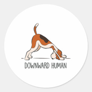 Abwärts-Mensch - Männer Frauen Lustiger Hund Yoga Runder Aufkleber