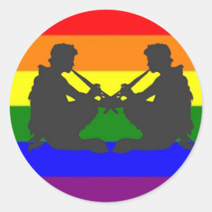 Abwechselnde griechische Gay Pride-Flagge Runder Aufkleber