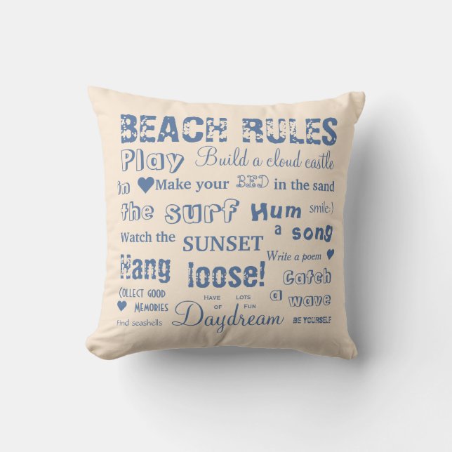 Abwechselnder Strand ordnet beige/blaues Kissen (Vorderseite)