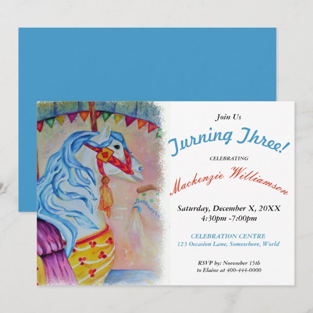 ABWEICHUNG 3 FARBEITETE PARTY EINLADUNG (Vorne/Hinten)