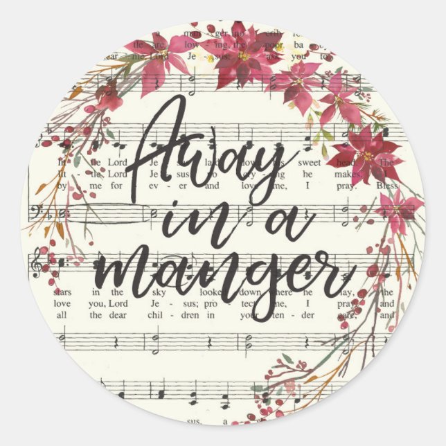 Abwesend in einem Manger Christmas Hymne Sticker (Vorderseite)