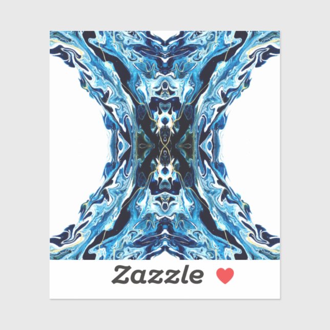 Abyss Abstract Navy Blue Gold White Fluid Art Aufkleber (Blatt)
