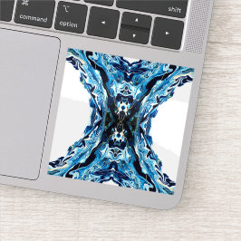 Abyss Abstract Navy Blue Gold White Fluid Art Aufkleber