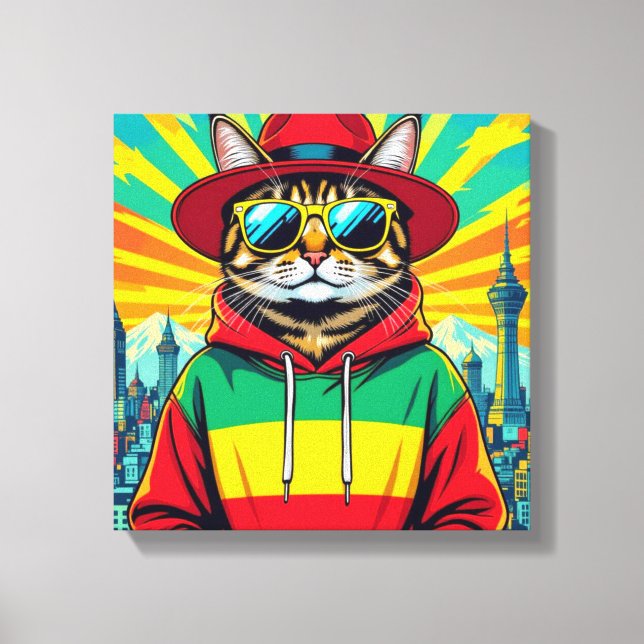 ABYSSINER-GROSSSTADTKATZE LEINWANDDRUCK (Vorderseite)