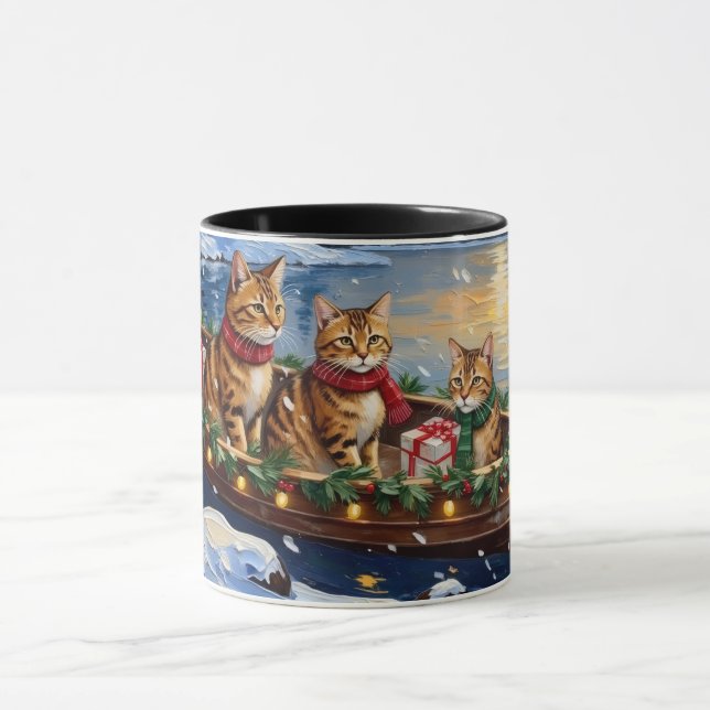 Abyssinian Cat Christmas Boat Holiday Tasse (Zentrum)