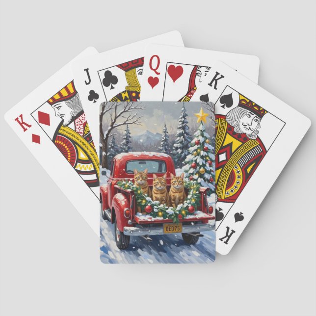 Abyssinian Cat Christmas Red Truck Holiday Spielkarten (Rückseite)