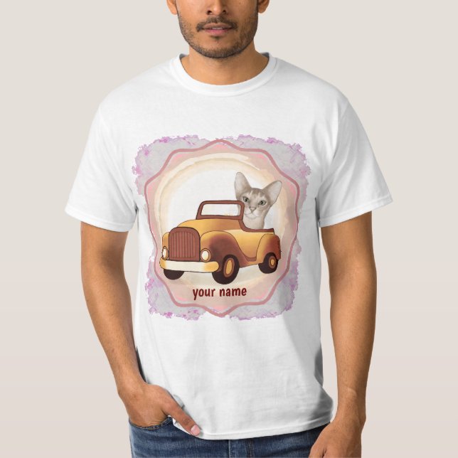 Abyssinian Cat Driving Car T - Shirt (Vorderseite)