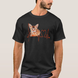 Abyssinian Cat Heartbeat EKG I Liebe My Aby Cat T-Shirt