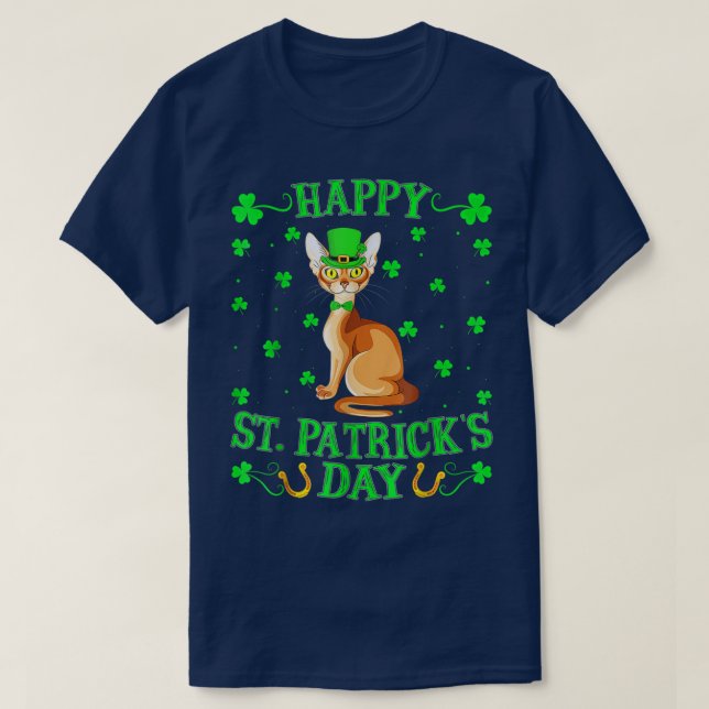 Abyssinian Cat Lover Leprechaun T-Shirt (Design vorne)
