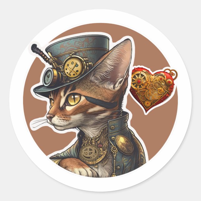 Abyssinian Cat Runder Aufkleber (Vorderseite)