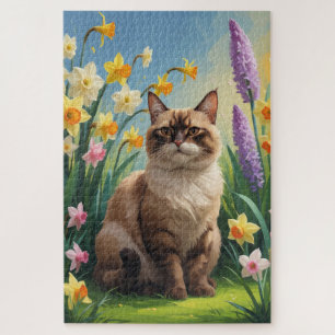 Abyssinian Cat Spring Flowers Malerei