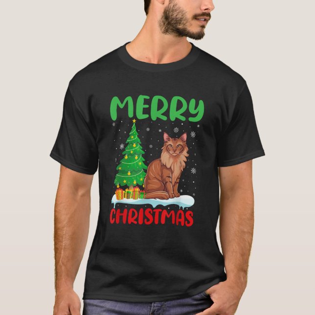 Abyssinian Cat Tree Xmas Sweater Men Ugly Ch T-Shirt (Vorderseite)