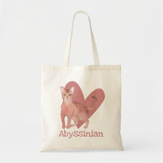 Abyssinian Cat Watercolor Kitty Pink Herz Tragetasche