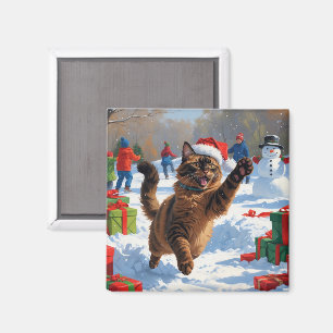 Abyssinian Cat Weihnachtsfest Schneeszene Magnet