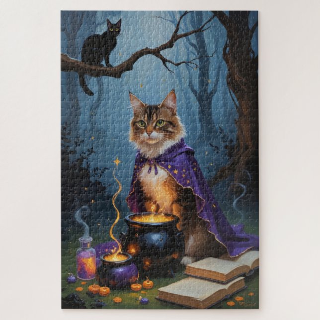 Abyssinian Cat Whimsical Halloween Malerei (Vertikal)