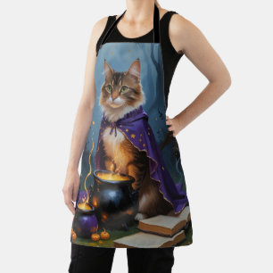 Abyssinian Cat Whimsical Halloween Malerei Schürze