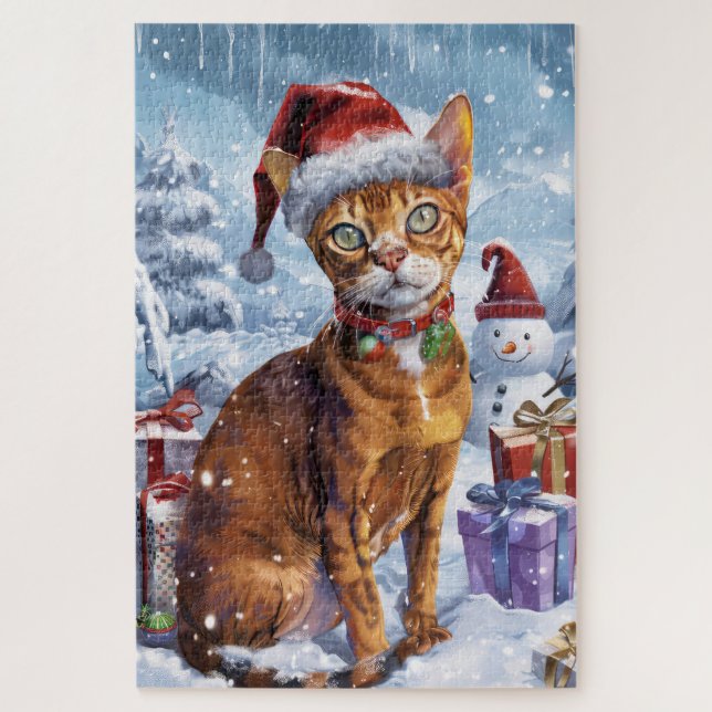 Abyssinian Cat Winter Wonderland Weihnachtsfreude (Vertikal)
