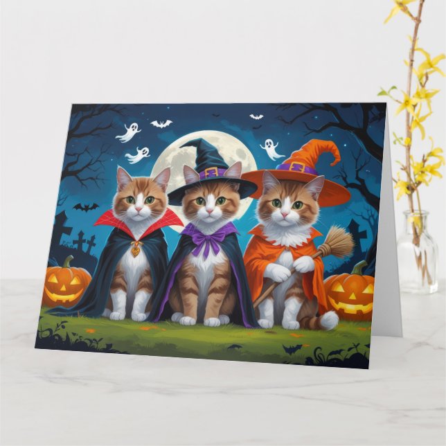 Abyssinian Cats Pumpkin Halloween Funny Karte (Gelbe Blume)