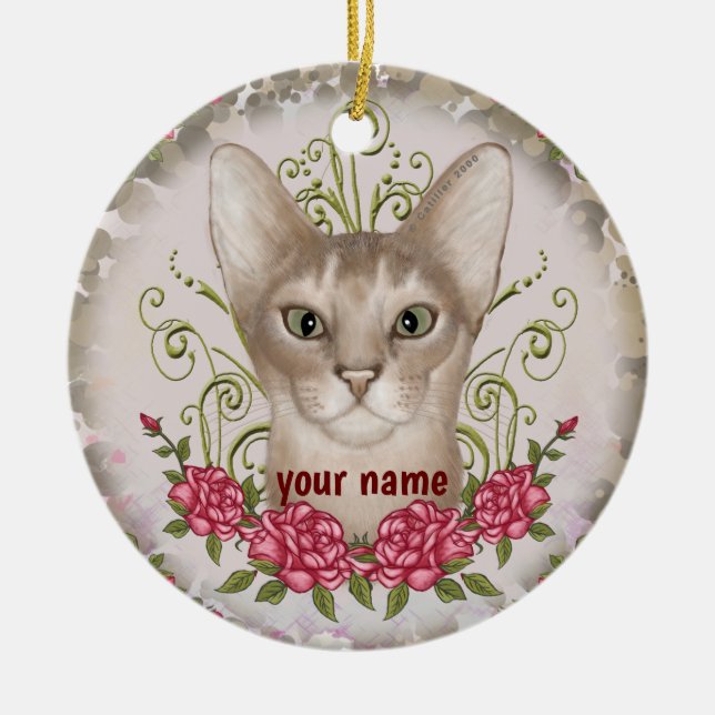 Abyssinian Chat Rose nom personnalisé Ornement (Devant)