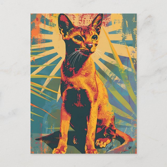 Abyssinian Chat Vintag Art Postkarte (Vorderseite)
