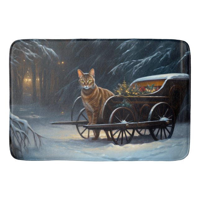Abyssinian Snowy Sleigh Ride Weihnachtsdekor Badematte (Vorderseite)