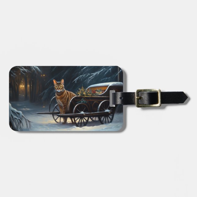 Abyssinian Snowy Sleigh Ride Weihnachtsdekor Gepäckanhänger (Vorderseite horizontal)