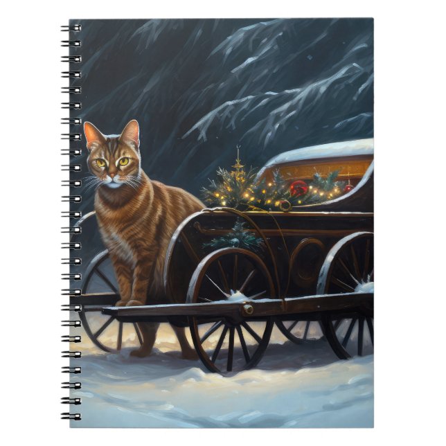 Abyssinian Snowy Sleigh Ride Weihnachtsdekor Notizblock (Vorderseite)